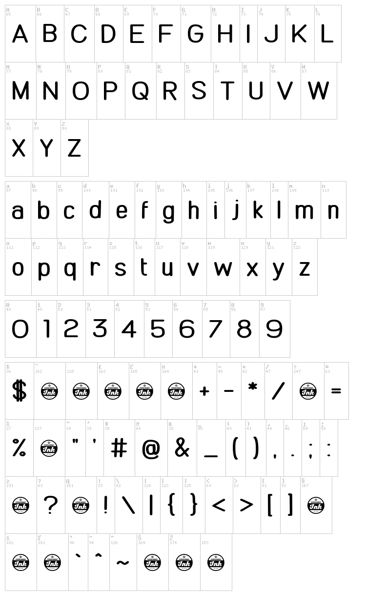 Comic Khazi font map